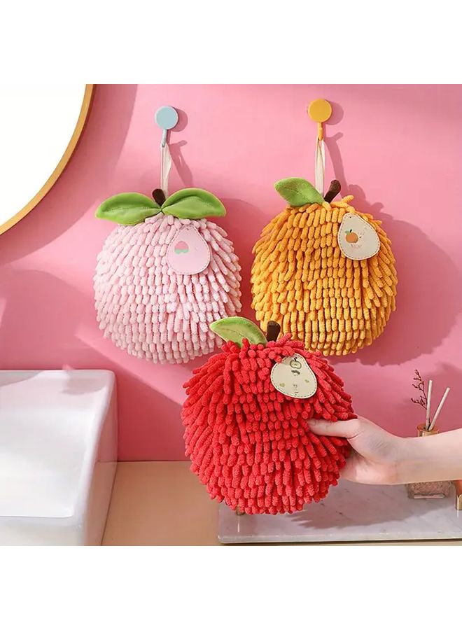 Red Handball Super Absorbent Chenille Hand Towel With Ears Floral Accents For Kitchen Bathroom - Image 4